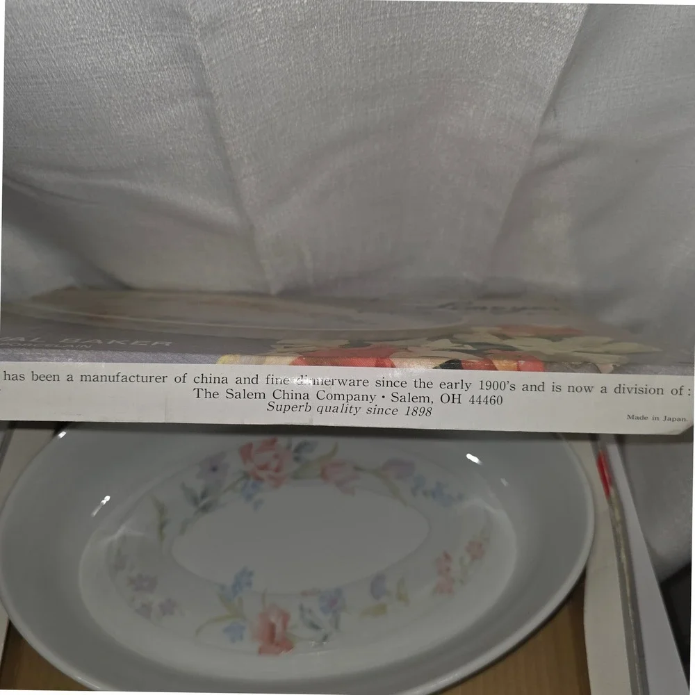 American Limoges Flowers 12 Inch Oval Baker Fine Porcelain Floral Casserole Dish